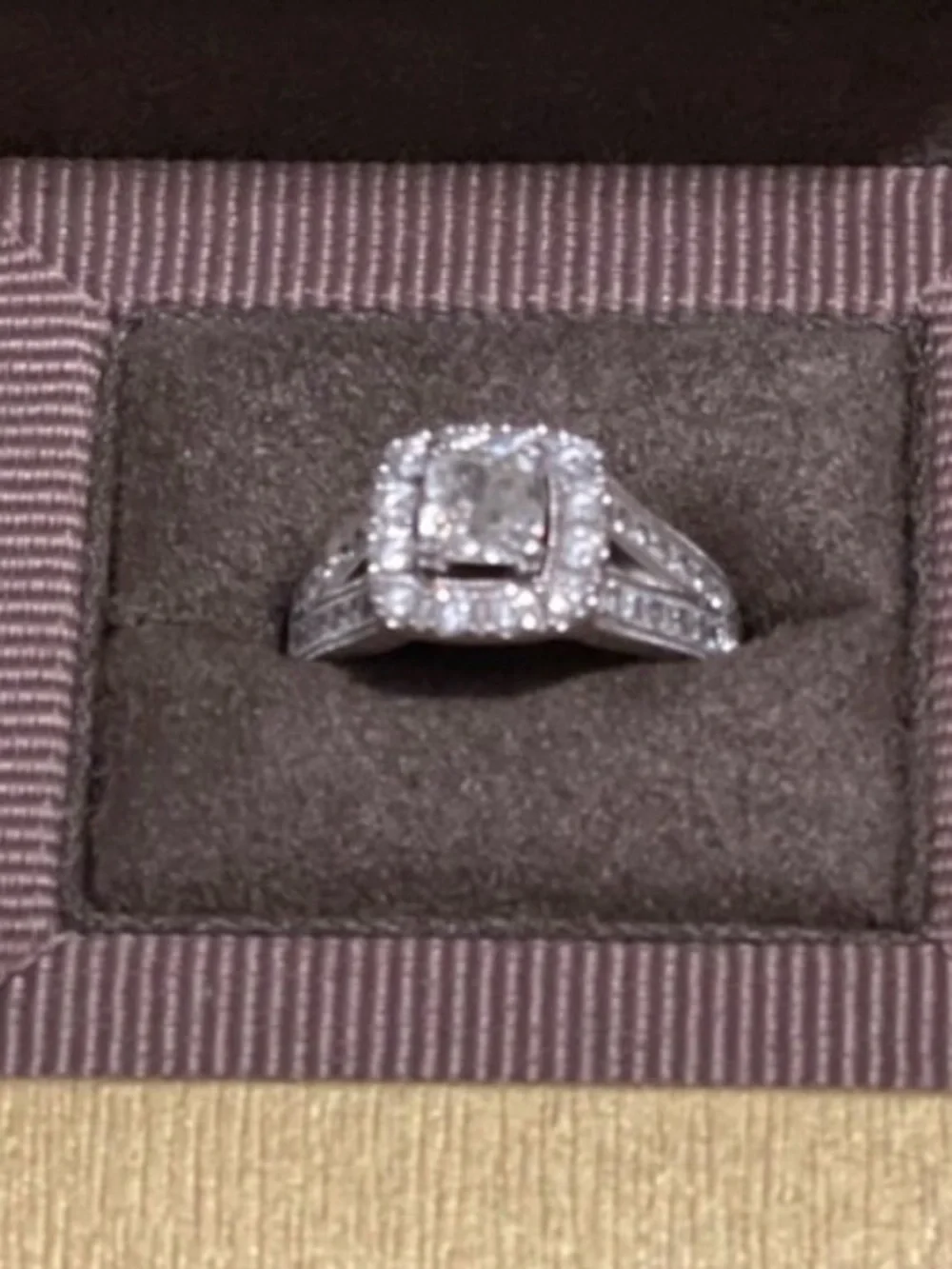 Neil Lane White Gold Cushion Halo Diamond Ring
